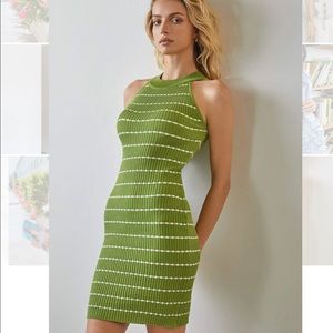 Green striped sweater dress